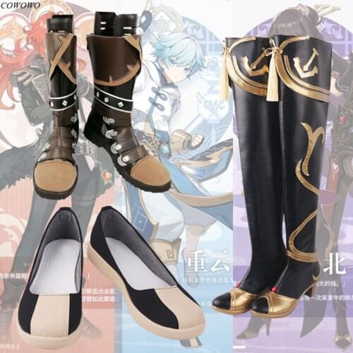 Anime! Genshin Impact Beidou Chongyun Diluc Cosplay Shoes Fashion The High Quality Role Playing Boots Women/Men Size 35-44 NEW