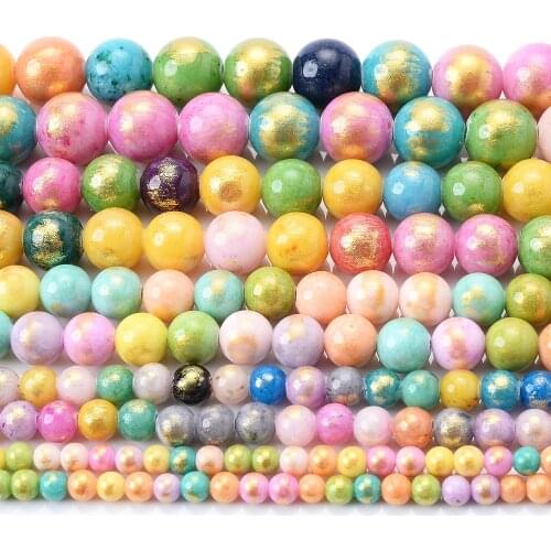 4/6/8/10/12mm Colorful Golden Jades Bead Natural Stone Beads for Jewelry Making DIY Bracelet Necklace Earrings Accessories 15