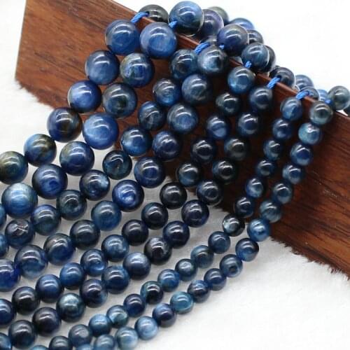 4-12mm Natural Blue Kyanites Stone Beads Roune Loose DIY Beads For Jewelry Making Beads Accessories 15'' Women men Gift