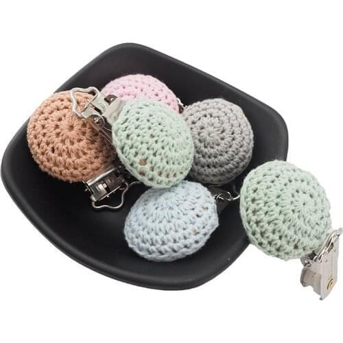 Chenkai 5PCS Baby Crochet Pacifier Metal Wooden Dummy Clips Teether Food Grade For DIY Baby Chewing Jewelry Chain Accessories