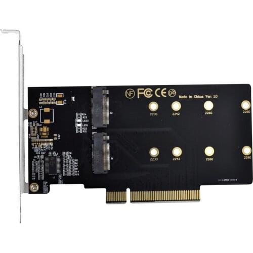 Dual 2X NVME M.2 AHCI to PCIE Express 3.0 Gen3 X8 X16 Raid Card VROC Raid0 Hyper Adapter