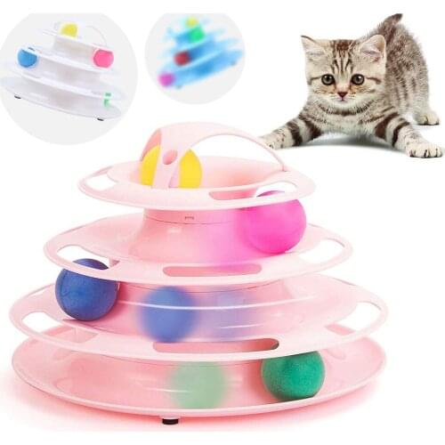 Cats Toys Turntable Balls 4 Layers Play Track Plate Cat Accessories Interactive Toy Indoor Pet Supplies For Cats Kitten Teasers