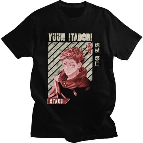 Jujutsu Kaisen Yuuji Itadori T Shirt for Men Soft Cotton Tshirt Stylish Tees Short Sleeves Anime Manga T-shirt Slim Fit Apparel