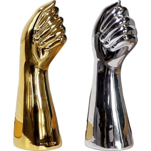 Creative Modern Hand Shape Ceramic Vase, Artificial Flowers Pot Flower Vase Table Art Statue Home Living Room Decor