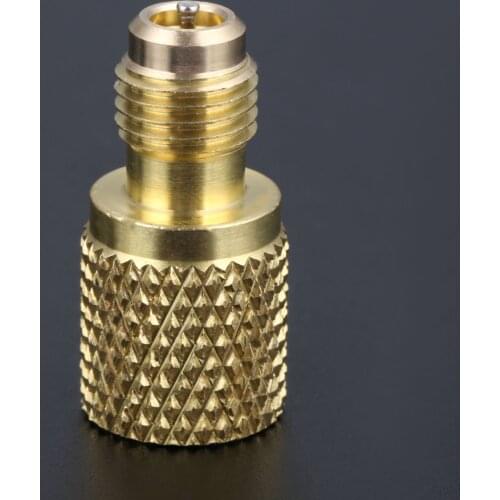 A/C R134a Brass Straight Fitting Adapter 1/4" Male To 1/2" Female W / Valve Core Connecting R12 Hose to R134A Refrigerant Tank