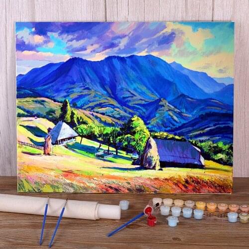 Blue Mountain Landscape Summer DIY Paint By Numbers Kit Oil Paints 40*50 Paiting By Numbers Paintings For Kids Art