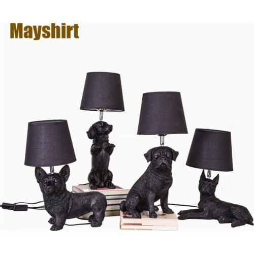 Nordic Animal Puppy Table Lamps Bedroom Bedside Lamp Modern Led Beds Resin Dog Desk Lamp Living Room Office Stand Light Fixtures