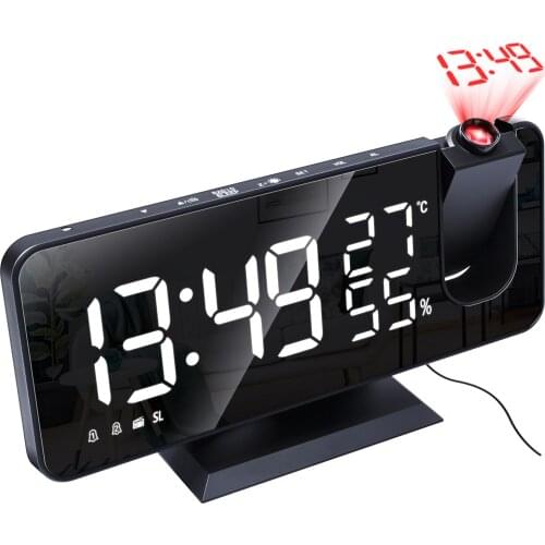 Desktop Alarm Clock Electronic Humidity Display Smart Home Time Projector USB LED Digital Wake Up