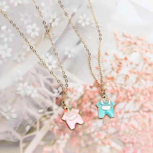 New baby climbing clothes Pendant Necklace Cute Suspenders one-piece garment Fashion sweater chain Necklace