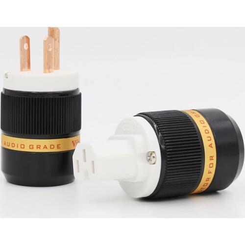 Pair Viborg Power plug red copper hifi US power plug IEC Female connector audio power plug