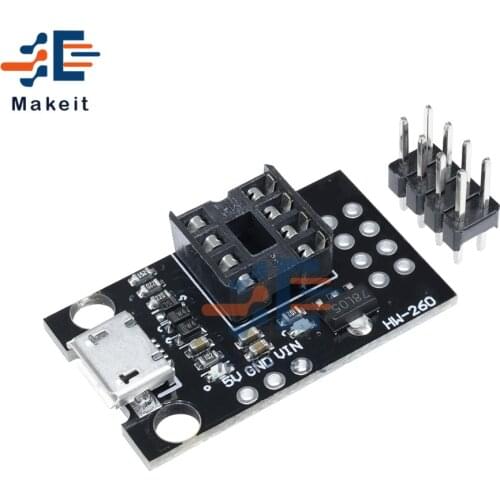 Pluggable Development Bare Board For ATtiny13A ATtiny25 ATtiny45 ATtiny85 Programming Editor Micro Usb Power Connector Module