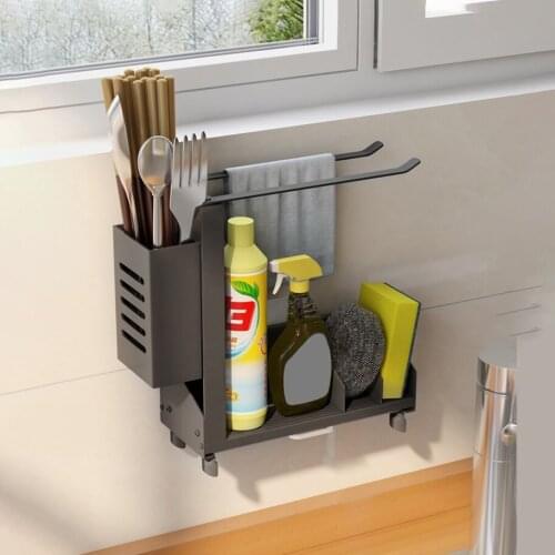 Dish Rack Storage Holder Stainless Steel Sink Drain Rack Multifunction Kitchen Oragnizer Racks Sponge Drain Storage Drying Rack