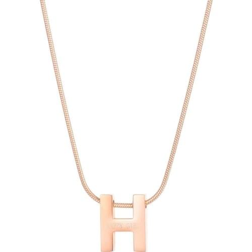 Simple Necklace Letter Happy Girl Pendant Stainless Steel Rose Gold Color Charm Jewelry for Girls Women Gift