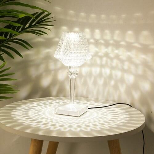 Transparent Crystal Table Light Acrylic Prism Desk Lamp Room Beside Night Lights for Home Office Bedroom Living Room
