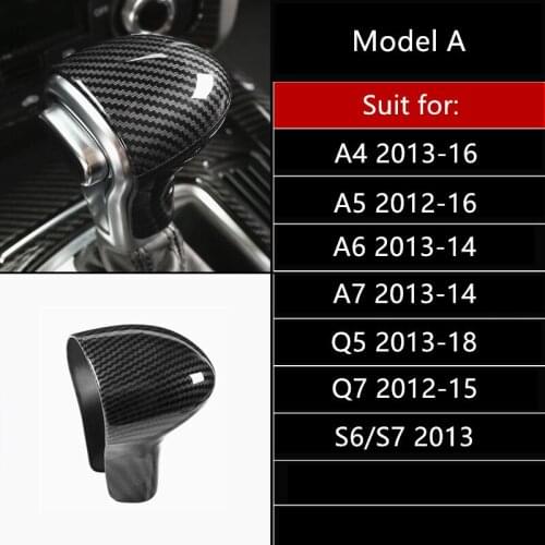 Carbon Fiber Style Gear Shift Head Knob Decoration Cover Trim For Audi A4 A5 A6 A7 Q5 Q7 S6 S7 ABS Car Interior Accessories