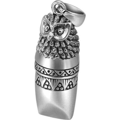 S925 Whistle Pendant Pure Silver Owl Pendant Sterling 925 Silver Jewelry Owl Whistle Pendant (FGL)