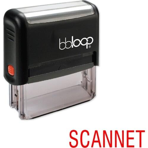 BBloop Danish Language "SCANNET" Self-Inking Stamp, Rectangular, Laser Engraved, RED