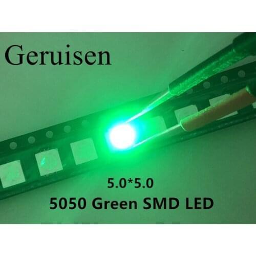 SMD Green PLCC-6 3-CHIPS 9000 MCD Ultra Bright LED High quality light-emitting diodes 5050 Green LED 5050 Diodes 50PCS