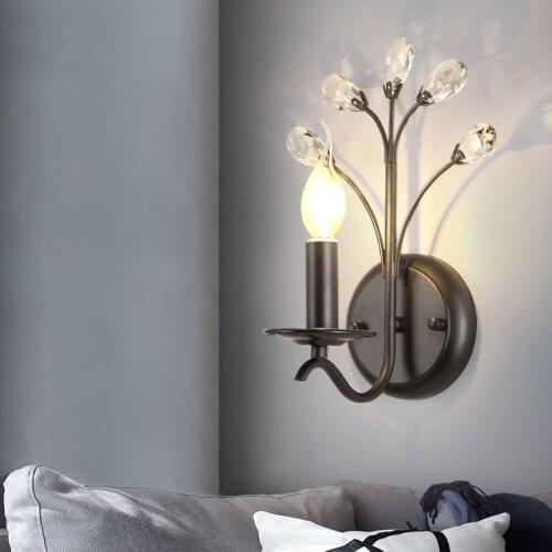 Modern Crystal Led Wall Lamp Simple Rural Corridor Wall Sconce Bedroom Bedside Lamp Living Room Corridorstair Lighting Lamps