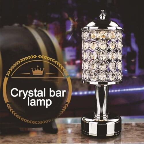 Modern Crystal LED Light Desk Table Lamp Decorative Nightclub KTV Cafe Bedside Nightstand Light Bedroom Living Room Decor