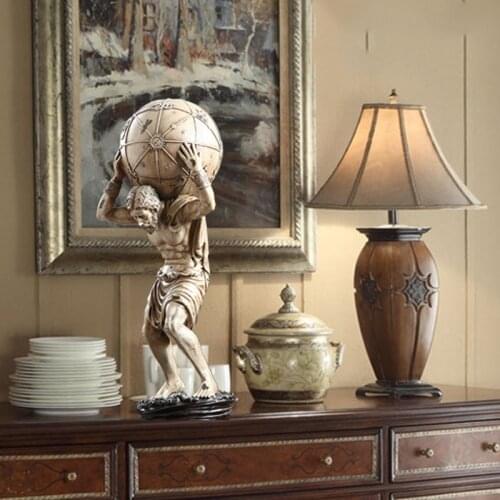 Home Decoration Accessories Ancient 60cm Greek Myth Atlas Hercules Statue Retro Craft Sculpture Decor For Living Room Ornaments