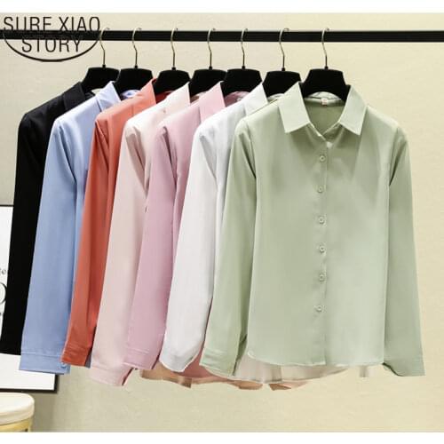 Women Tops OL Style Casual Button Shirts Blouses Solid Turn Down Collar Plus Size Loose Women Shirts 2021 Spring Blusas 9983