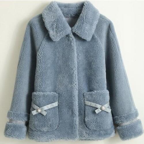 Women Autumn Winter Coat Clothes 2020 Real Fur Coat Female Wool Jacket Korean Sheep Shearling Short Tops Manteau Femme ZT4341