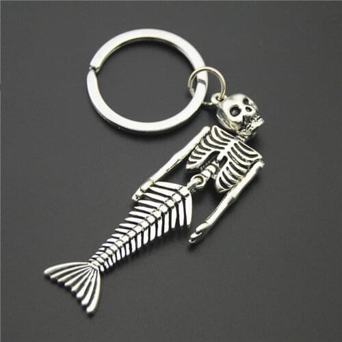 1 Piece of Mermaid Skull Keychain Skull Skeleton Key Ring Removable Skull Halloween Jewelry Fashion Creative Pendant
