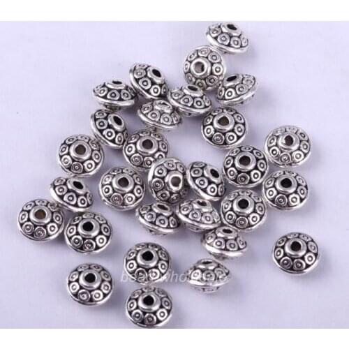 100Pcs Antique Tibetan Silver UFO Shape Metal Spacer Beads Loose Diy Beads for Jewelry Making Bracelets Wholesale