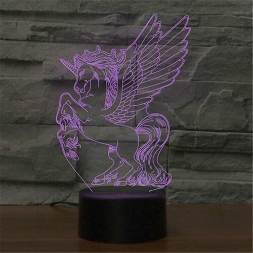 7 Colors changing 3d Flying Horse Night Lights led Battery Powered Night Light USB Table Lamp Home bedroom decoration led Xmas