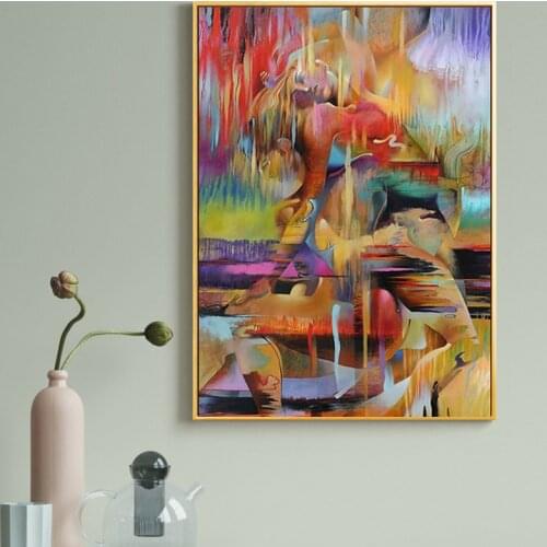 Abstract Lovers Cuddling Together Canvas Art Prints Graffiti Art Wall Paintings Print On Canvas Art Pictures For Living Room