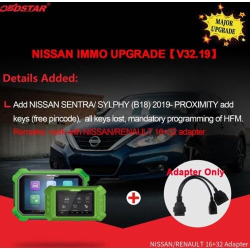 OBDSTAR 16+32 Adapter for Renault / Nissan Work with X300 DP Plus/X300 PRO4