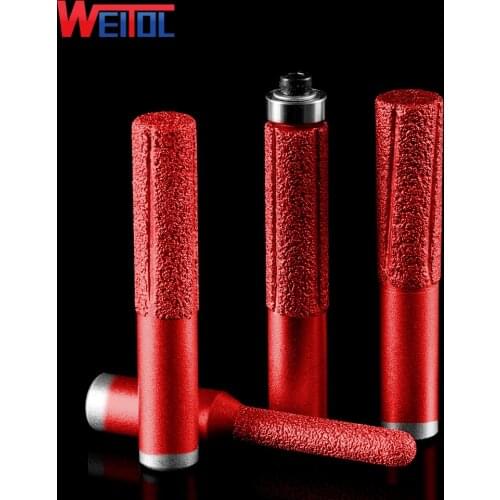 WeiTol 1/2 inch diamond emery straight bit vacuum brazed profile router bit flush trim bit CNC milling cutter for stone