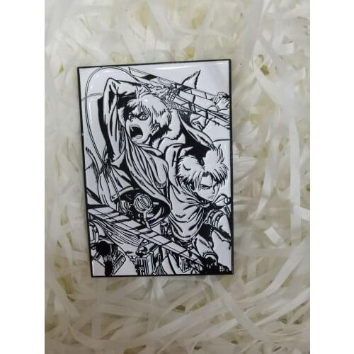 Anime Attack On Titan Levi and Eren Pin Display Badge Japanese Cartoon Figure Eren Cosplay Brooches Pin Enamel Pin Levi and