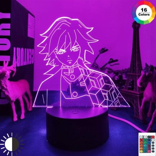 Anime Led Lamp Kimetsu No Yaiba Giyu Tomioka for Bedroom Decoration Night Light Gift Manga 3d Light Demon Slayer Room Decor