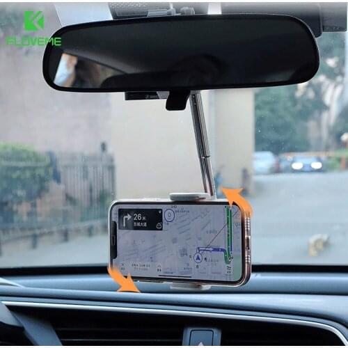 FLOVEME Car Phone Holder 360 Degree Rotation Adjustable Holder for iPhone Xiaomi Samsung Universal Car Rearview Mirror Bracket