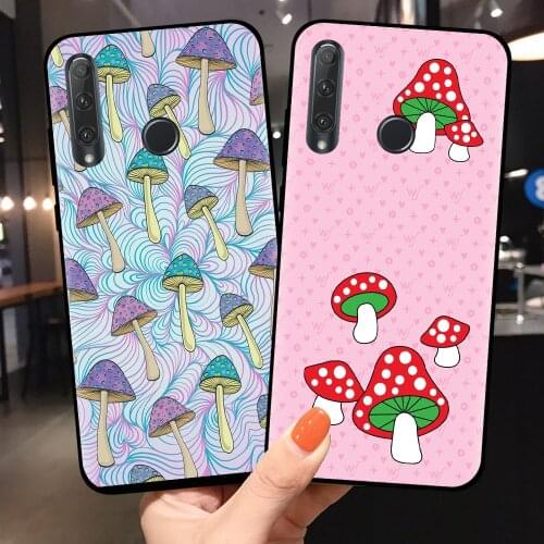 Bumper For Xiaomi Mi 10T Lite 10 Ultra Redmi Note 9S 7 8 9 Pro 8T Phone Cover Rainbow Mushrooms Shell Black Silicone Cases