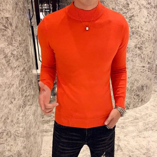Base Shirt Mens Herren Pullover Sweater For Men Slim Sweaters Knitted Sweater Solid Color Half-turtleneck Long Sleeve Sweater