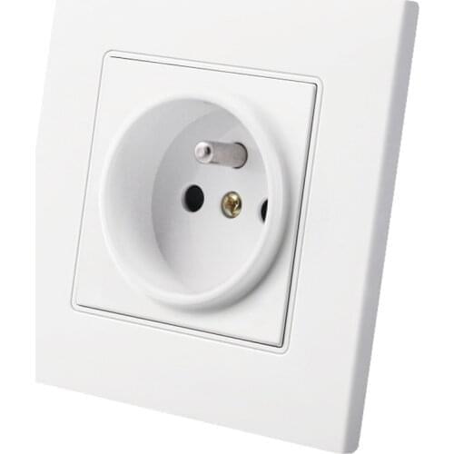 White 86mm PC Panel France EU Wall Outlet Germany French Grounding Wall Power Charger Russia Korea Schuko Socket 250V 16A A8