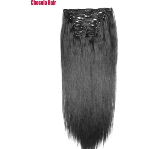 Chocola Full Head Brazilian Machine Made Remy Hair 10pcs Set 260g 16"-28" Natural Straight Clip In Human Hair Extensions