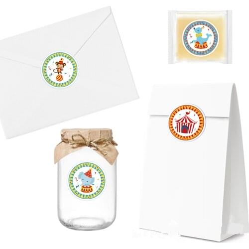 Circus Party Candy Favor Bags with Thank You Stickers Carnival Goody Gift Treat Bags Happy Birthday Baby Shower Decoration