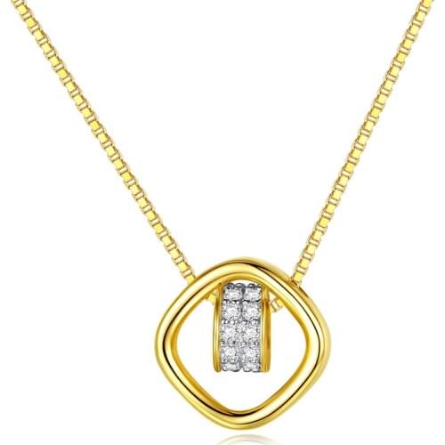 CZCITY Unique 925 Sterling Silver Circle Pendant Necklaces Jewelry Women Girls Daily Life 18k Gold Colour Jewelry Fine SN-458