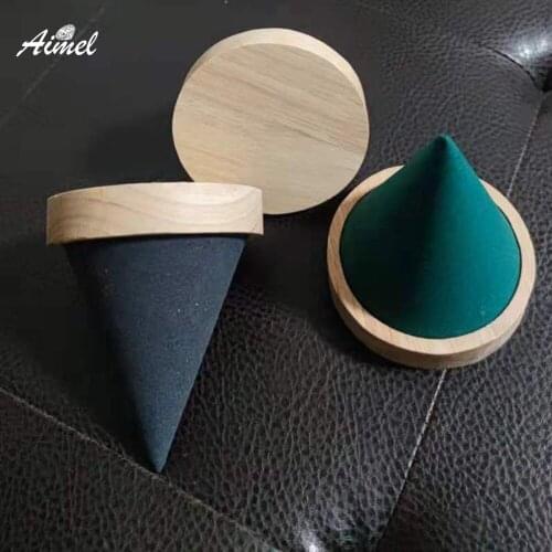 Cone Shape Wooden Bangle Jewelry Display Stand Velvet Necklace Bracelet Anklet Display Holder Ring Watch Organizer Showcase