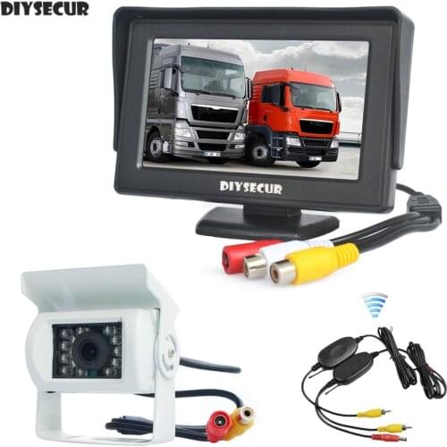 DIYSECUR 4.3inch Car Rear View Monitor IR CCD Backup Camera Parking Assistance System for Trucks Caravans Bus Motorhome