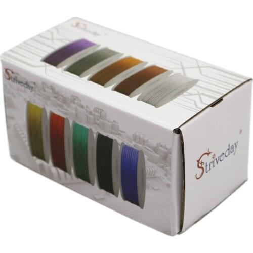 30AWG 50m flexible silicone wire 5 color mixing box 1 package wire and cable tinned copper wire stranding wire DIY