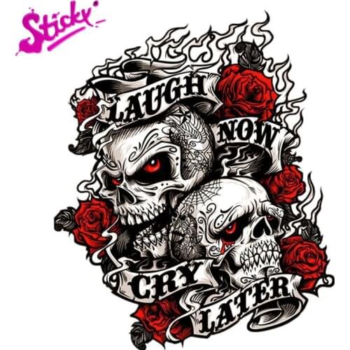 STICKY Skull Laugh Now Rose Anime Car Sticker Decal Decor Motorcycle Off-road Laptop Trunk Rear Windshield Vinyl Stickers