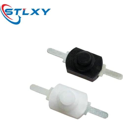5pcs 1A 30V DC 250V White/Black Latching On Off Mini Torch Push Button Switch