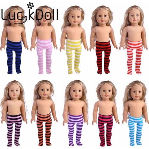 New arrival of multi-color striped tights for 18 inch American doll, is to give children the best gift