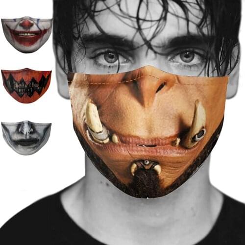 Joker Horror Mouth Masks Halloween Men Women Death Cospaly Face-Protection Cycling Spots Breathable Washable Adult Party Mask