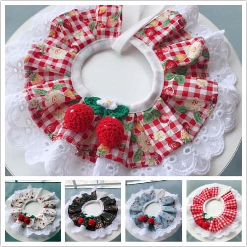 Cute Dog Scarfs Pet Collar Teddy Puppy Clothes Plaid Flower Flowers Scarf Teddy Cat Bib Flowers Necks Collar